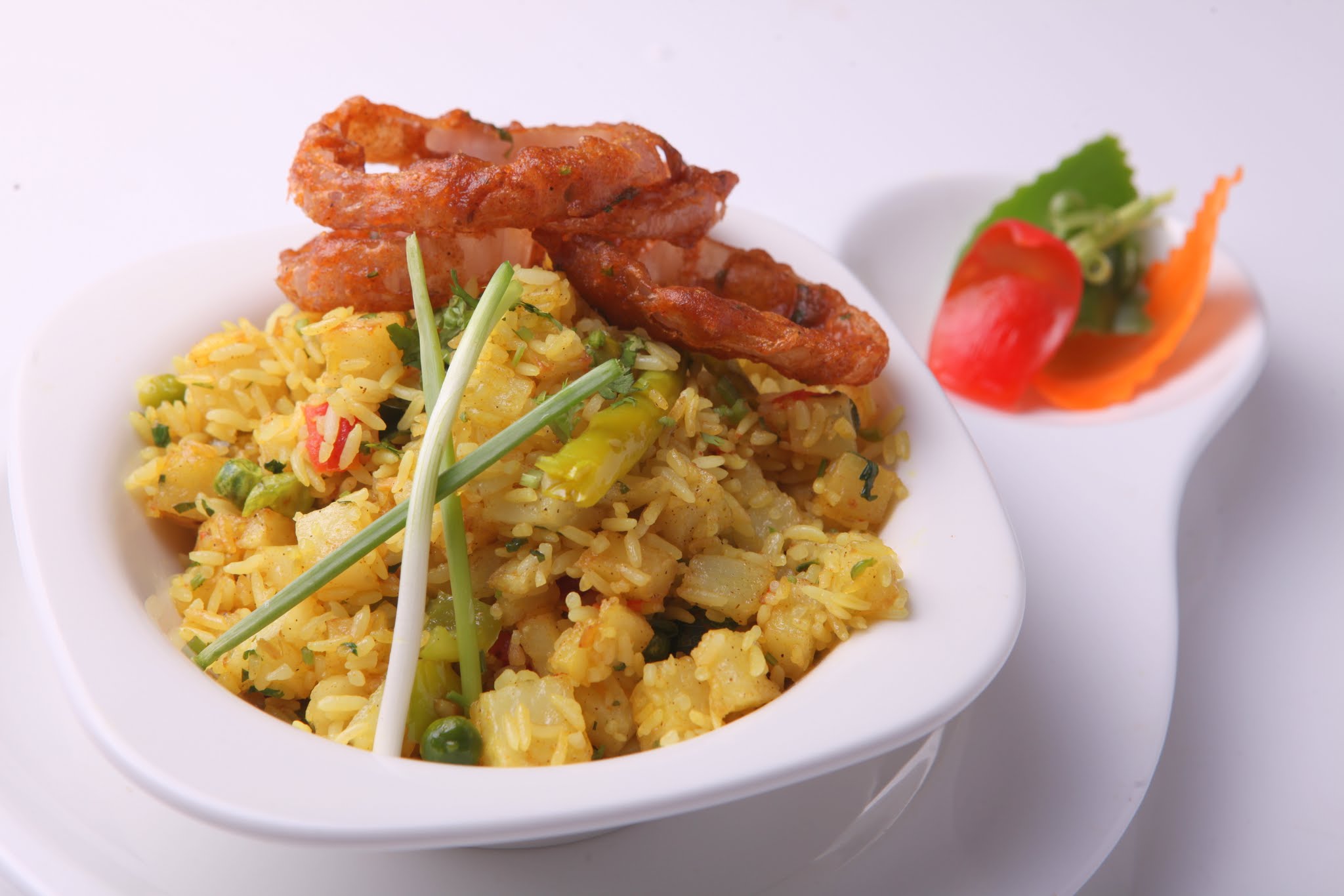 Desi Fried rice with Fried Onion 