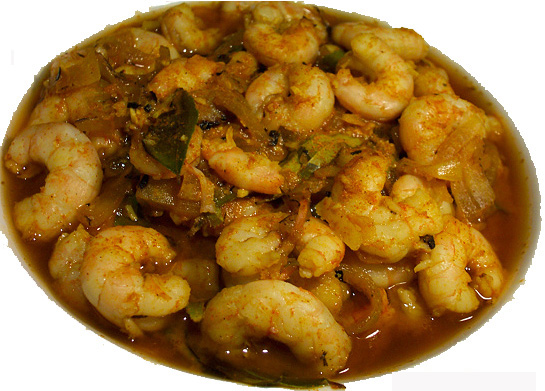Prawn curry flavoured with ginger